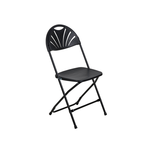 Lancaster Table & Seating Black Plastic Fan Back Folding Chair