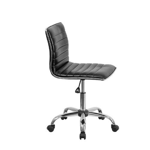 Flash Furniture DS-512B-BK-GG Mid-Back Designer Ribbed Black Leather Office Chair / Task Chair