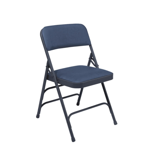 National Public Seating 1210 Black Metal Folding Chair with 1 1/4" Caviar Black Vinyl Padded Seat