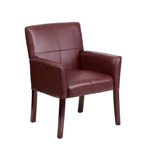 Flash Furniture BT-353-BURG-GG Burgundy Leather Executive Side / Reception Chair with Mahogany Legs