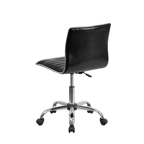 Flash Furniture DS-512B-BK-GG Mid-Back Designer Ribbed Black Leather Office Chair / Task Chair