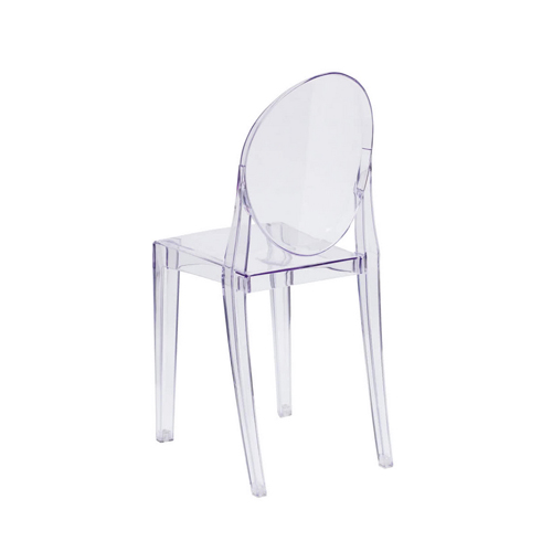 Flash Furniture FH-111-APC-CLR-GG Ghost Transparent Polycarbonate Outdoor / Indoor Stackable Side Chair with Oval Back