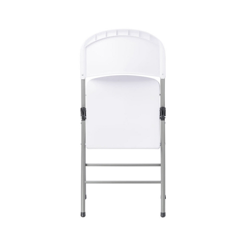 Lancaster Table & Seating White Contoured Blow Molded Folding Chair with Gray Frame