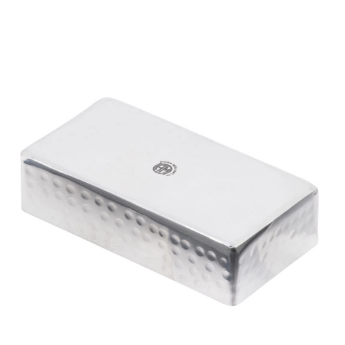 American Metalcraft HMSPT3 4 1/4" x 2 1/4" Rectangular Hammered Stainless Steel Sugar Packet / Cube Holder