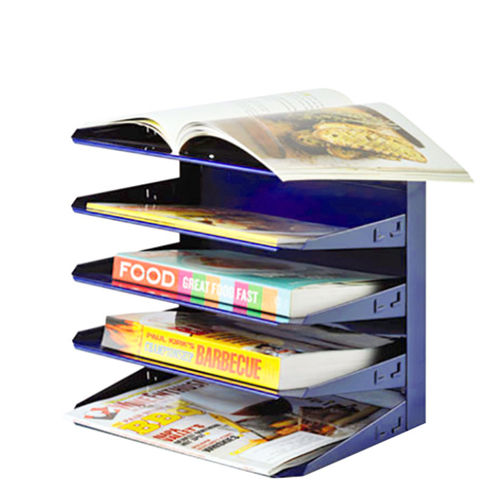 Steelmaster 26425L008 Soho 12" x 8 3/4" x 12 1/8" Blue 5 Section Steel Desk Organizer
