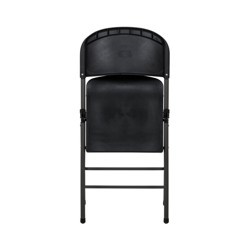 Lancaster Table & Seating White Contoured Blow Molded Folding Chair with Gray Frame