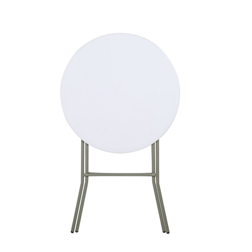 Lancaster Table & Seating 32" Round Granite White Heavy Duty Blow Molded Bar Height Plastic Folding Table