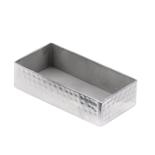 American Metalcraft HMSPT3 4 1/4" x 2 1/4" Rectangular Hammered Stainless Steel Sugar Packet / Cube Holder