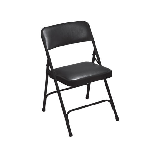 National Public Seating 1301 Beige Metal Folding Chair with 1 1/4" French Beige Vinyl Padded Seat
