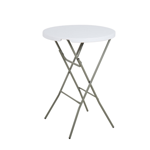 Lancaster Table & Seating 32" Round Granite White Heavy Duty Blow Molded Bar Height Plastic Folding Table
