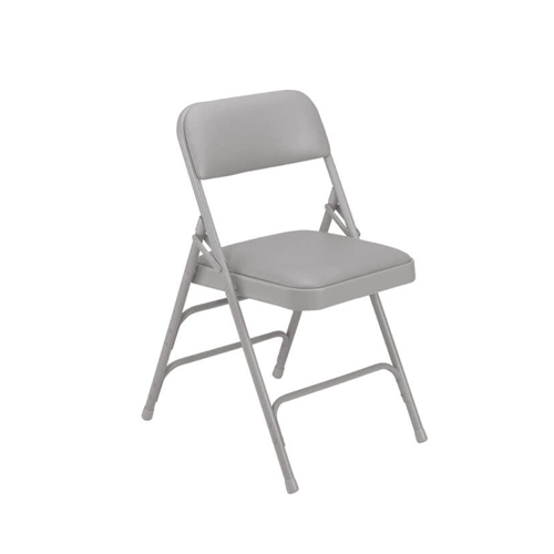 National Public Seating 1210 Black Metal Folding Chair with 1 1/4" Caviar Black Vinyl Padded Seat