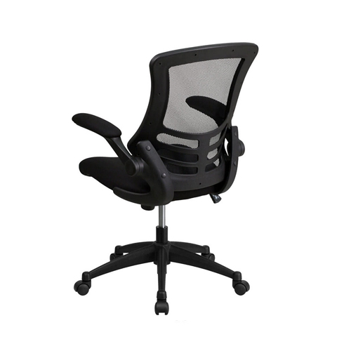 Flash Furniture BL-X-5M-BK-GG Mid-Back Black Mesh Office Chair with Flip-Up Arms and Nylon Base