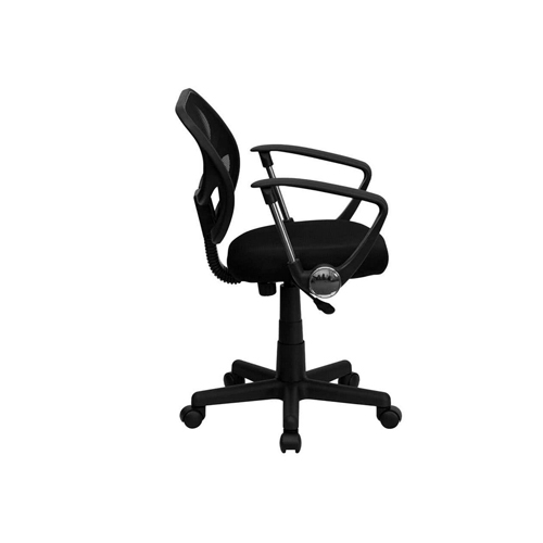 Flash Furniture WA-3074-BK-A-GG Mesh Office / Task Chair with Nylon Frame, Swivel Base, and Polyurethane Arms