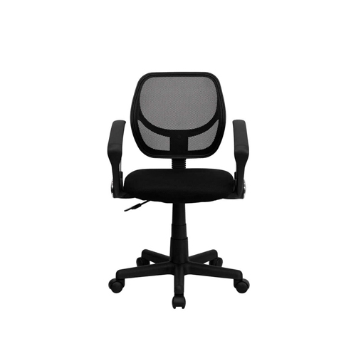 Flash Furniture WA-3074-BK-A-GG Mesh Office / Task Chair with Nylon Frame, Swivel Base, and Polyurethane Arms