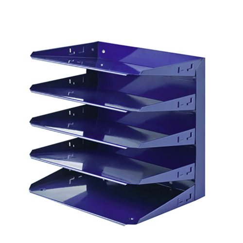 Steelmaster 26425L008 Soho 12" x 8 3/4" x 12 1/8" Blue 5 Section Steel Desk Organizer